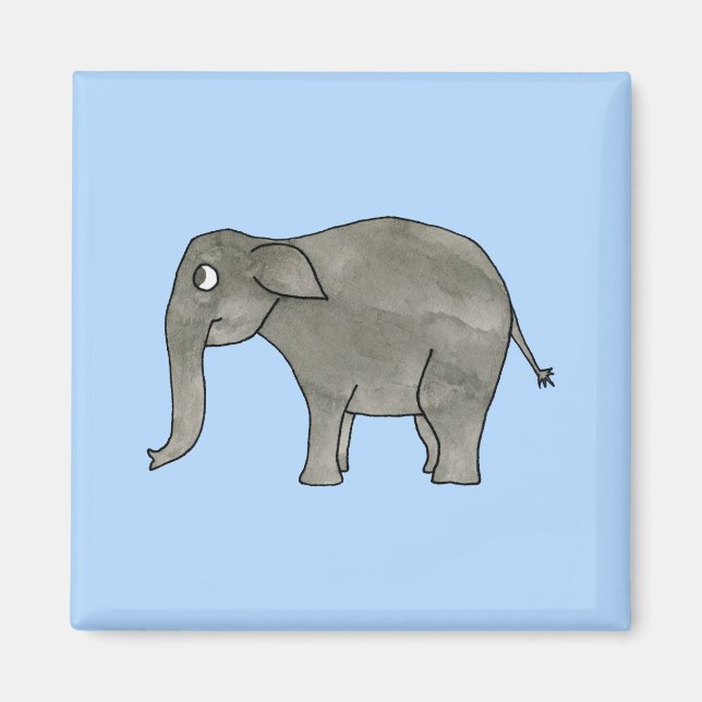 Asian Elephant, on light blue. Magnet (Front)