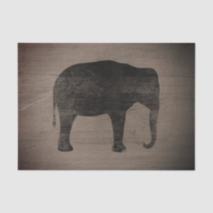 Asian Elephant Silhouette Rustic Style Tissue Paper
