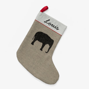 Asian Elephant Silhouette   Wildlife Holiday Xmas Small Christmas Stocking