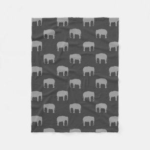 Asian Elephant Silhouettes Pattern Grey Fleece Blanket