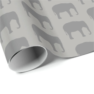 Asian Elephant Silhouettes Pattern Wrapping Paper