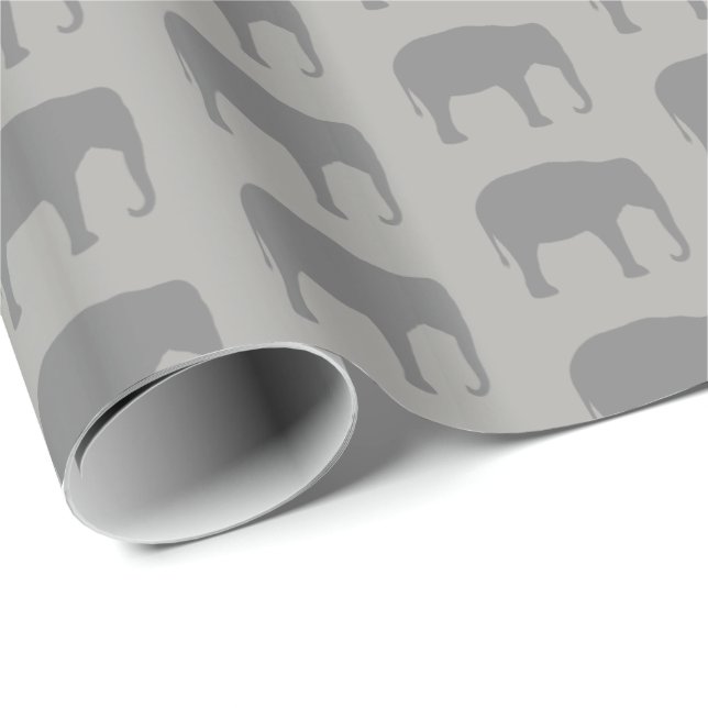 Asian Elephant Silhouettes Pattern Wrapping Paper (Roll Corner)