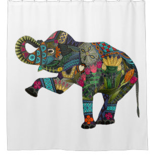 asian elephant white shower curtain