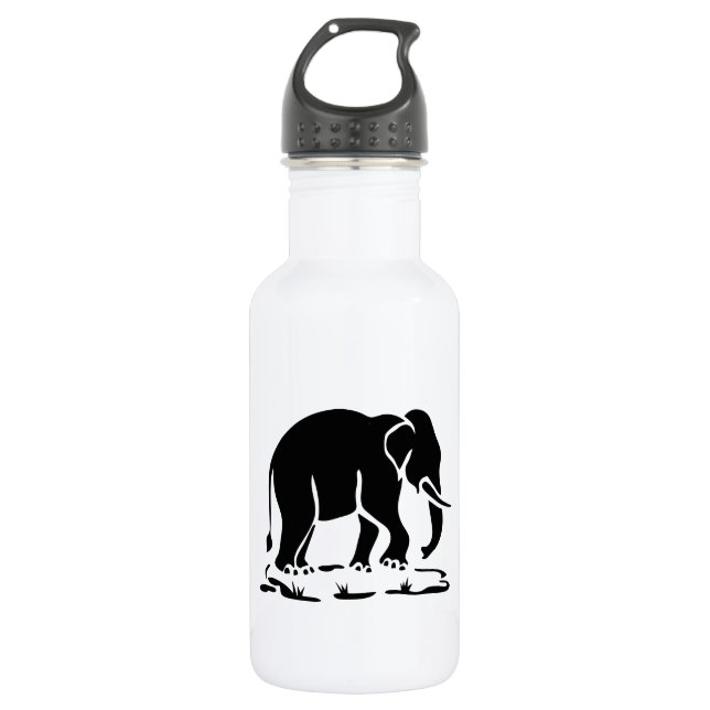 Asian Elephants Ahead Thai Elephant Trekking Sign 532 Ml Water Bottle (Front)