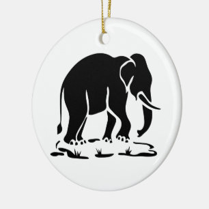 Asian Elephants Ahead Thai Elephant Trekking Sign Ceramic Ornament