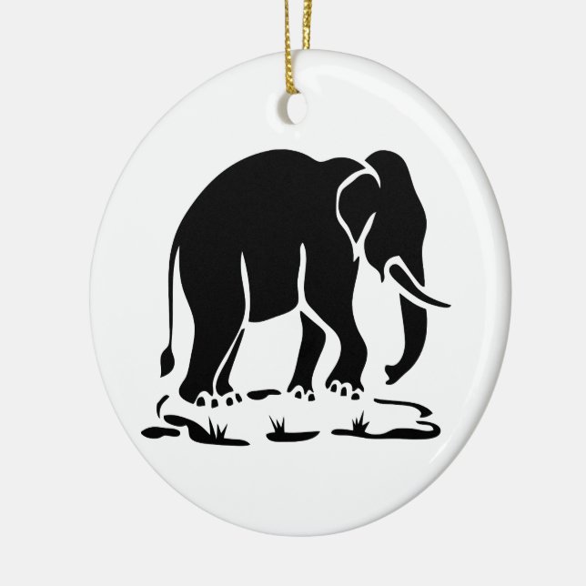 Asian Elephants Ahead Thai Elephant Trekking Sign Ceramic Ornament (Left)