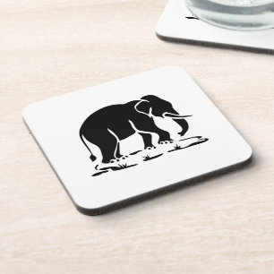 Asian Elephants Ahead Thai Elephant Trekking Sign Coaster