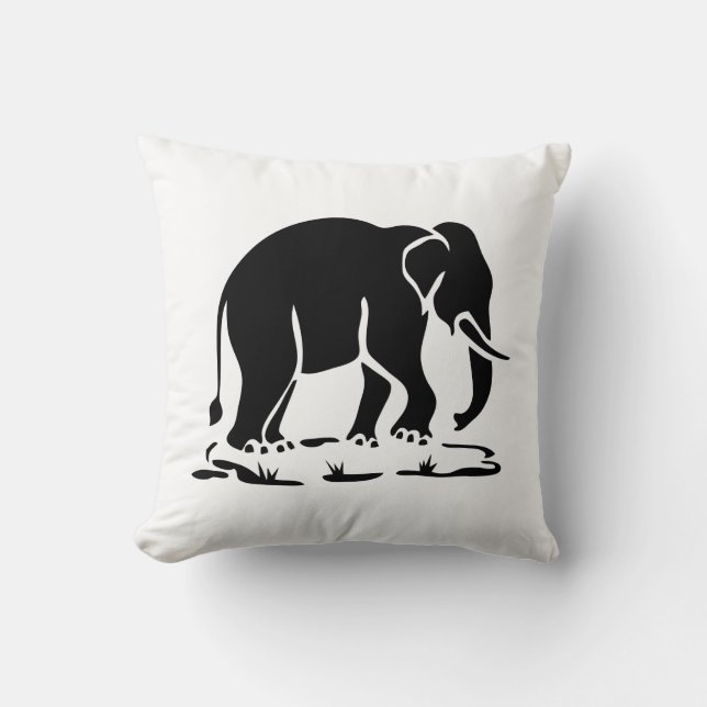 Asian Elephants Ahead Thai Elephant Trekking Sign Cushion (Front)