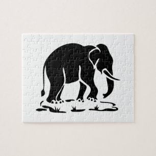 Asian Elephants Ahead Thai Elephant Trekking Sign Jigsaw Puzzle