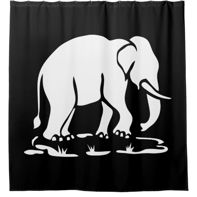 Asian Elephants Ahead Thai Elephant Trekking Sign Shower Curtain (Front)