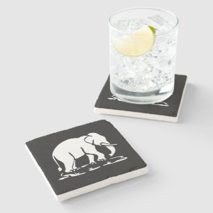 Asian Elephants Ahead Thai Elephant Trekking Sign Stone Coaster