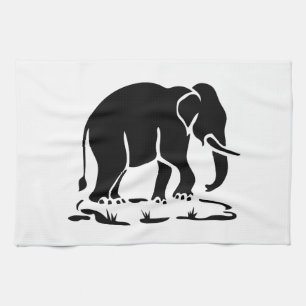 Asian Elephants Ahead Thai Elephant Trekking Sign Tea Towel