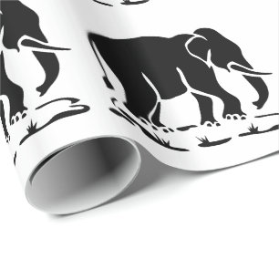 Asian Elephants Ahead Thai Elephant Trekking Sign Wrapping Paper