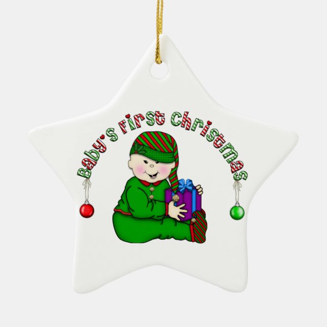 Asian Elf Baby 1st Christmas Ornament (Front)