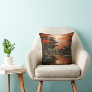Asian Fall Landscape Cushion