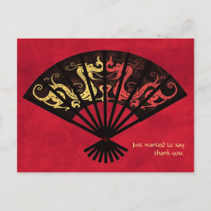 Asian Fan Thank You Post Card