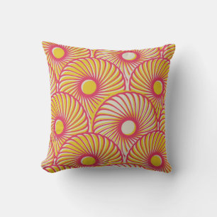 Asian feathers, orange-red scales, seamless. cushion