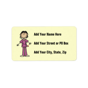 Asian Female Stick Figure Nurse Label