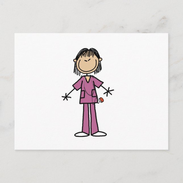 Asian Female Stick Figure Nurse Postcard (Front)