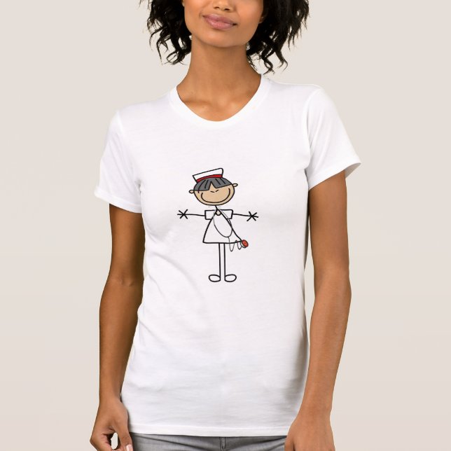 Asian Female Stick Figure Nurse T-shirts and Gifts (Front)