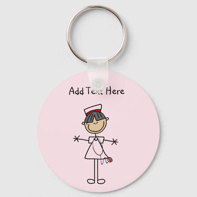 Asian Female Stick Figure Nurse T-shirts and Gifts Key Ring (Front)