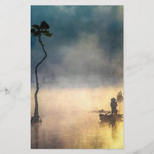 Asian Fishing on Fog Lake Stationery