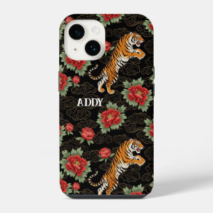 Asian Floral Tiger Maximalist Unique Custom Name iPhone 14 Case