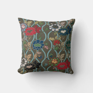 Asian Flower Fan Pattern Cushion