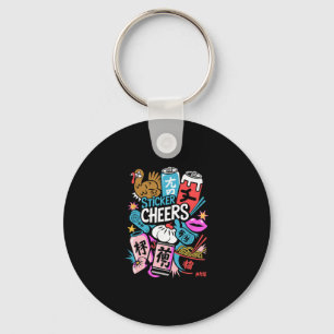 Asian Food Celebration Sticker Cheers Thanksgiving Key Ring