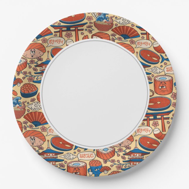 Asian Food  Paper Plate (Front)