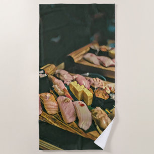 Asian food sushi lover beach towel