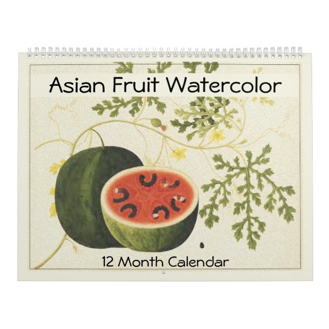 Asian Fruit Watercolor Modern Farmhouse Decor Calendar (Cover)