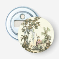 Asian Garden with Woman and Animals