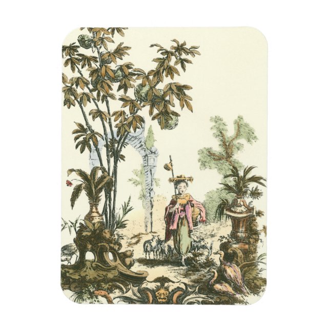 Asian Garden with Woman and Animals Magnet (Vertical)