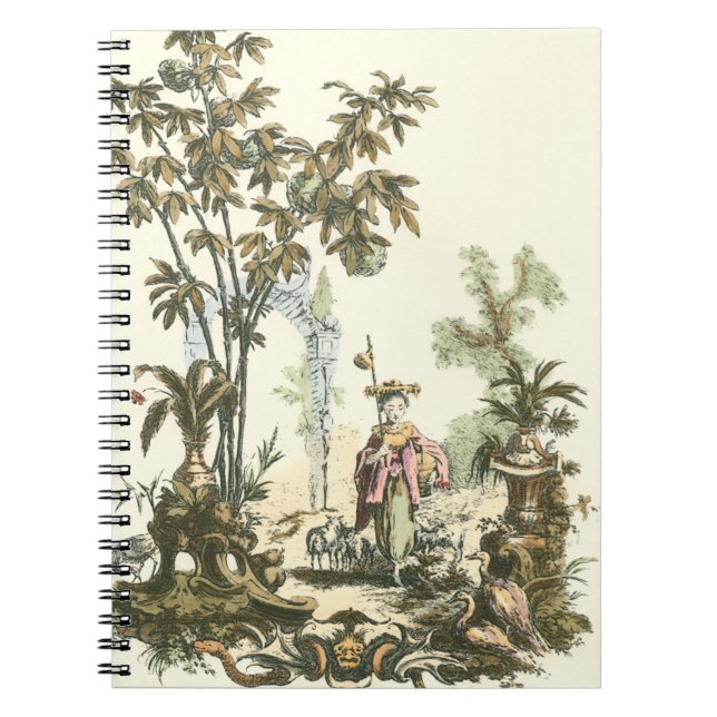 Asian Garden with Woman and Animals Notebook (Front)