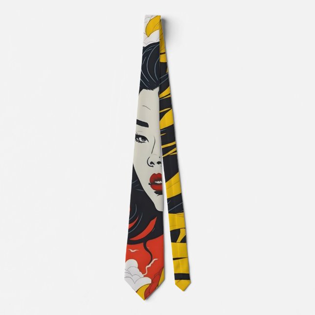 Asian Girl Colourful Tie (Front)