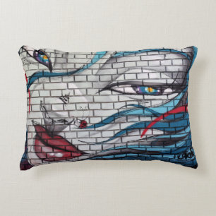 Asian Girl Graffiti Decorative Cushion