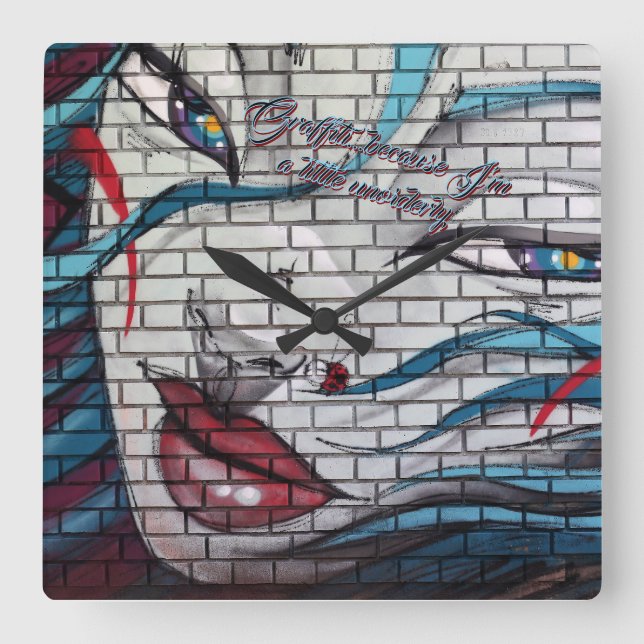 Asian Girl Graffiti  Square Wall Clock (Front)