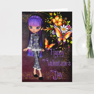 Asian Girl Happy Valentine's Day Greeting Card 4