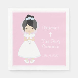 Asian Girl Personalised Holy Communion Napkin