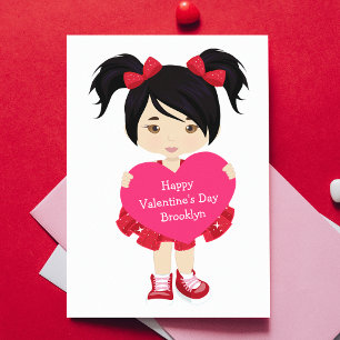 Asian Girl Valentine's Day Card