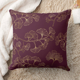 Asian Gold Botanical Pattern Cushion