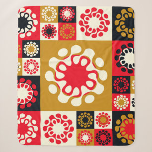 Asian Gold Red Mosaic, Ethnic Style. Sherpa Blanket