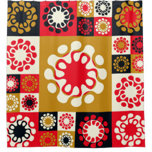 Asian Gold Red Mosaic, Ethnic Style. Shower Curtain