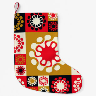 Asian Gold Red Mosaic, Ethnic Style. Small Christmas Stocking