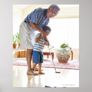 Asian Grandfather teaching his Half-Asian Poster