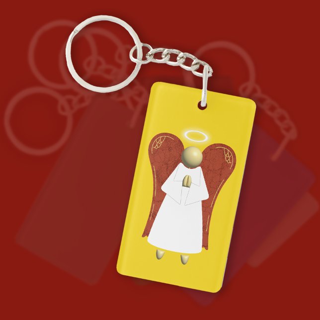 Asian Guardian Angel, (double-sided)  Key Ring (Asian Guardian Angel Keyring)