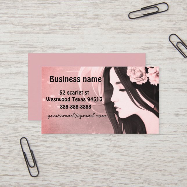 Asian Hair floral model Business Card (Front/Back In Situ)