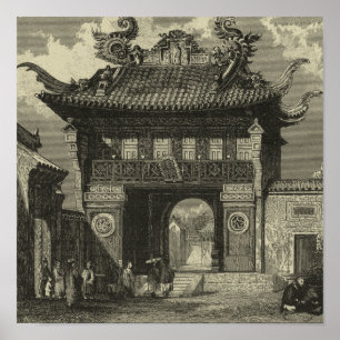 Asian Imperial Temple in Black & White Poster