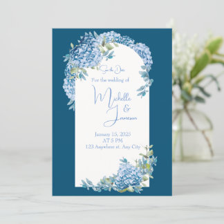 Asian Influence Blue White Floral Wedding  Invitation